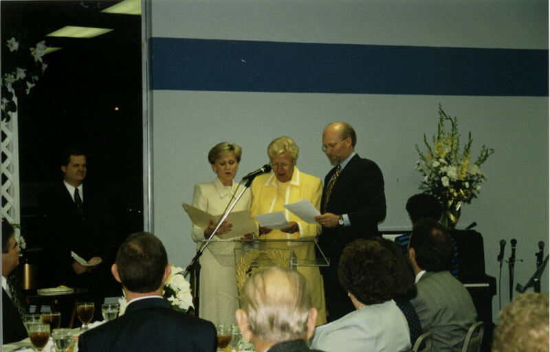 group of people speaking