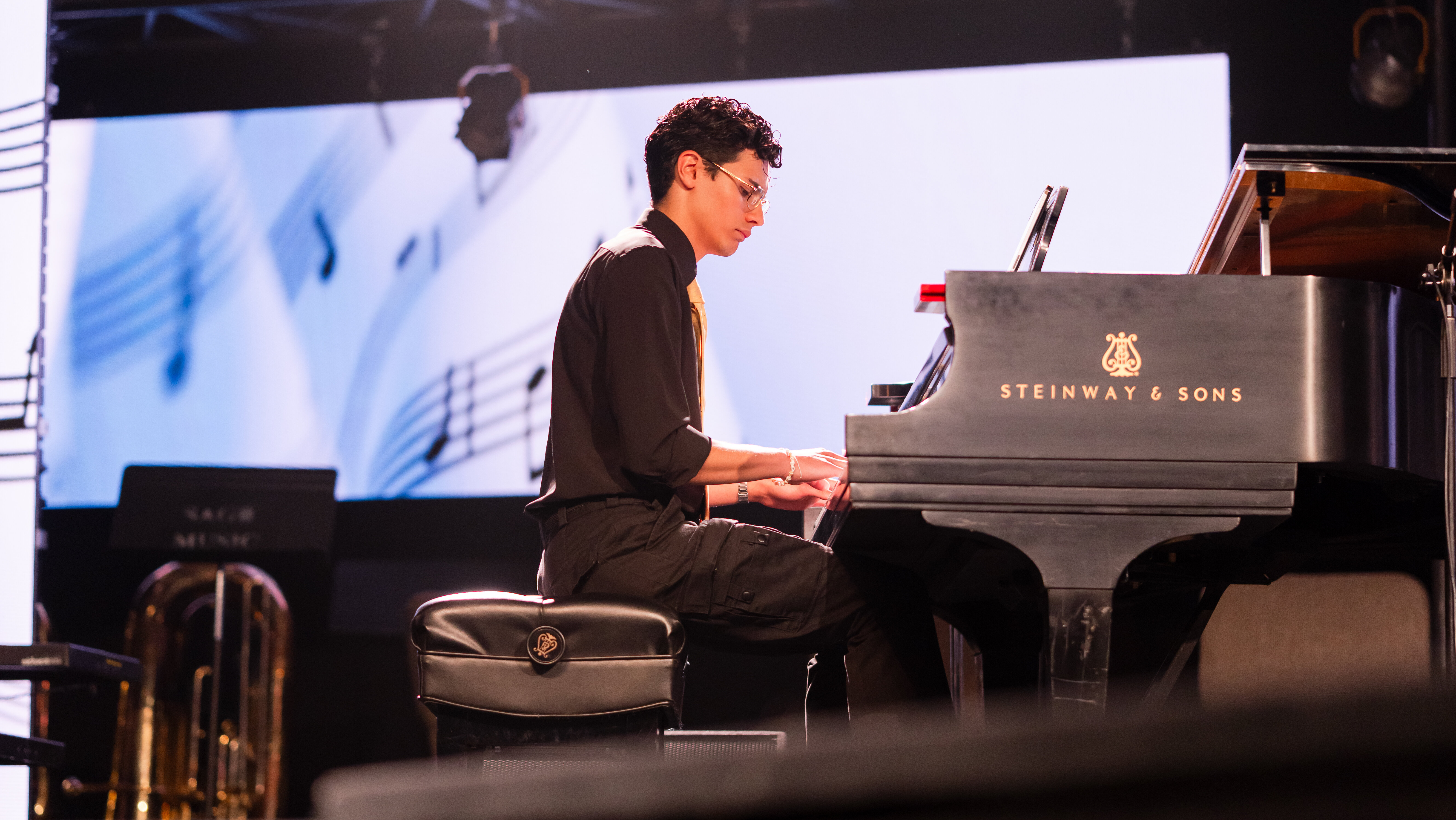 man playing piano