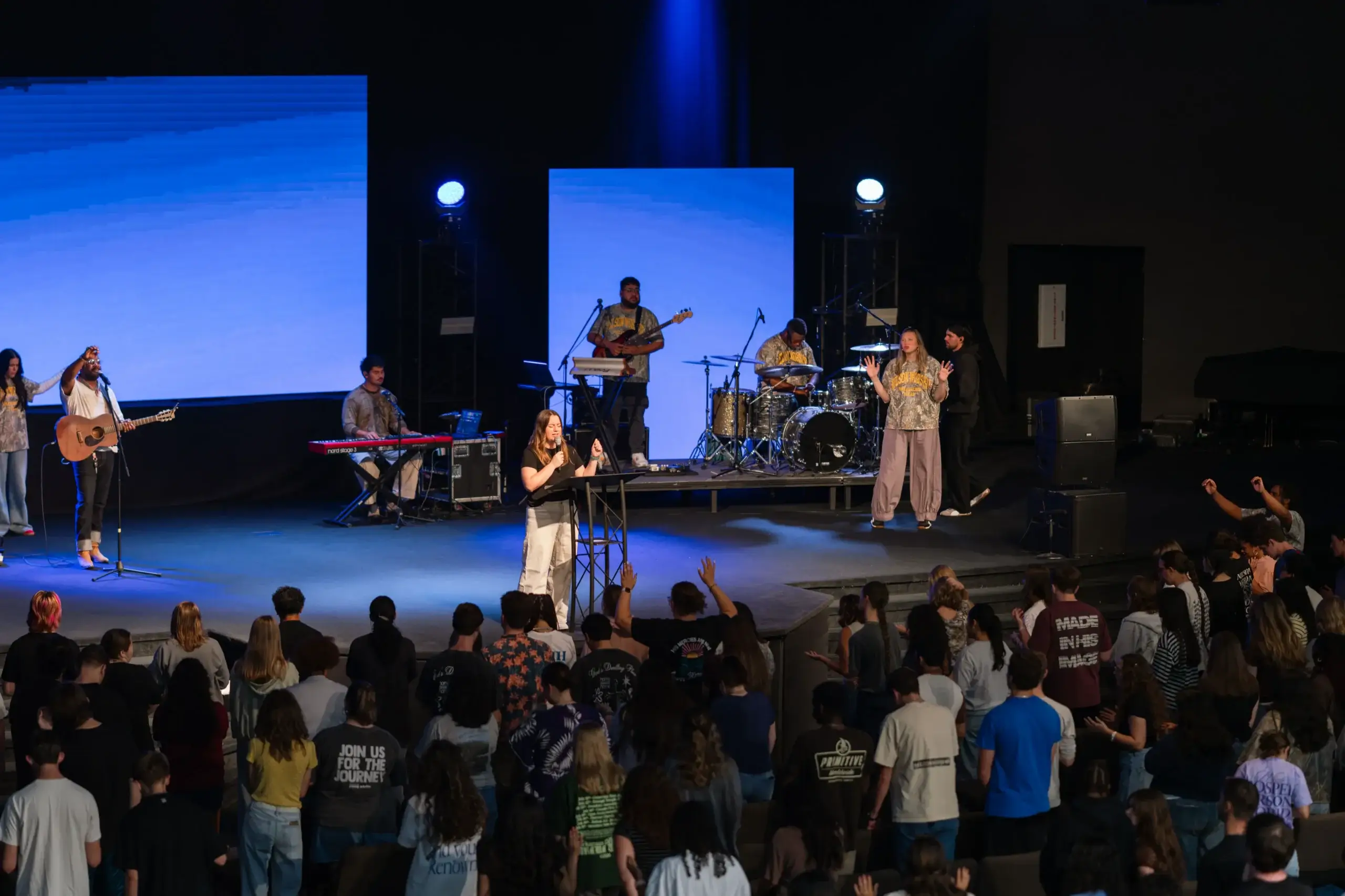 Students worshiping